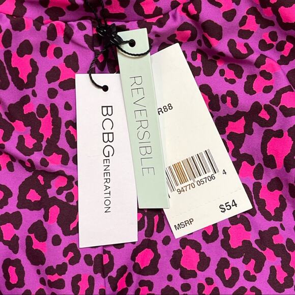 NWT BCBGeneration Two Piece Cheetah Print Reversible Swimsuit Size Small - Picture 4 of 10